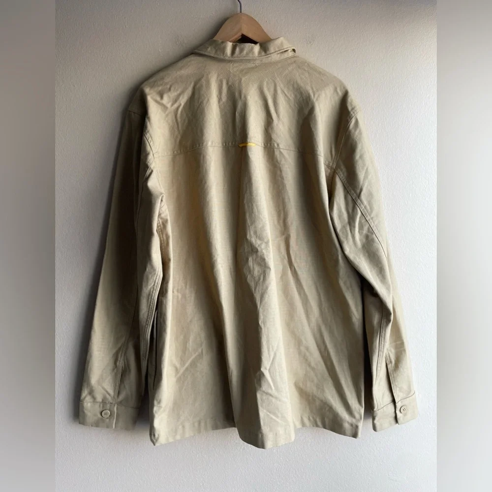 New North Face Men Button Up Thick Shirt Tan Brown Jacket Size Large